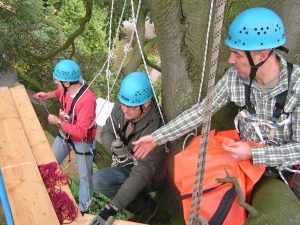 Hoch hinaus auf dem Klettergelände der Naturerlebnisschule